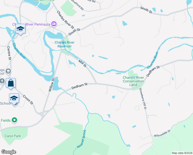 map of restaurants, bars, coffee shops, grocery stores, and more near 1 Mill Street in Dover