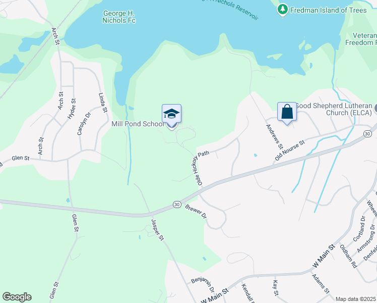 map of restaurants, bars, coffee shops, grocery stores, and more near 6 Olde Hickory Path in Westborough