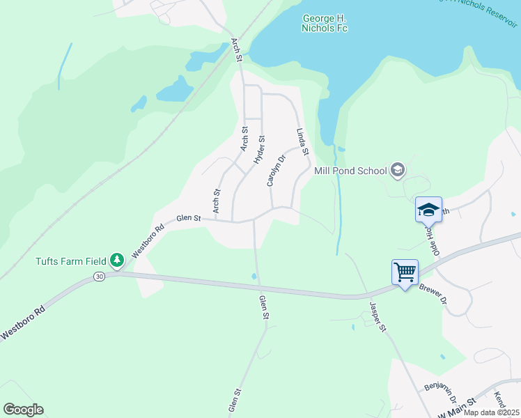 map of restaurants, bars, coffee shops, grocery stores, and more near 4 Carolyn Drive in Westborough
