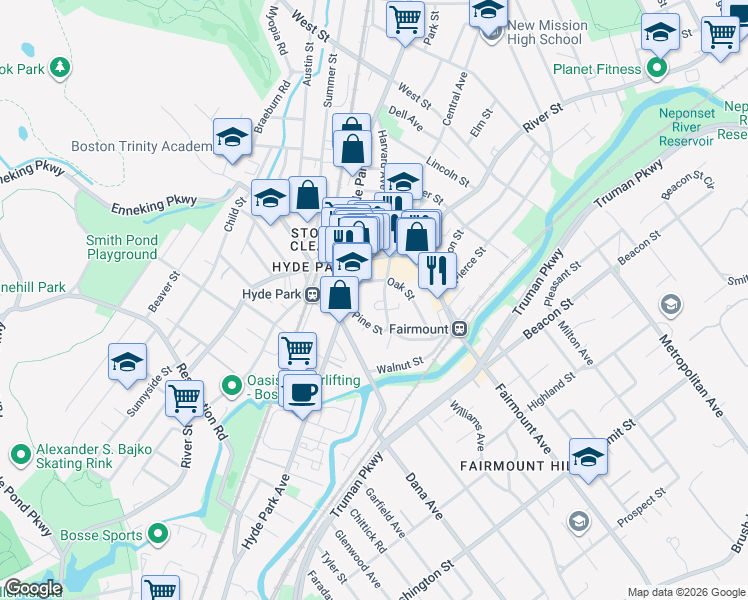 map of restaurants, bars, coffee shops, grocery stores, and more near 25 Maple Street in Boston