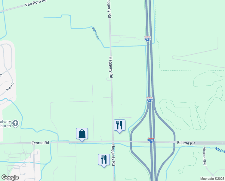map of restaurants, bars, coffee shops, grocery stores, and more near 6720 Haggerty Road in Belleville