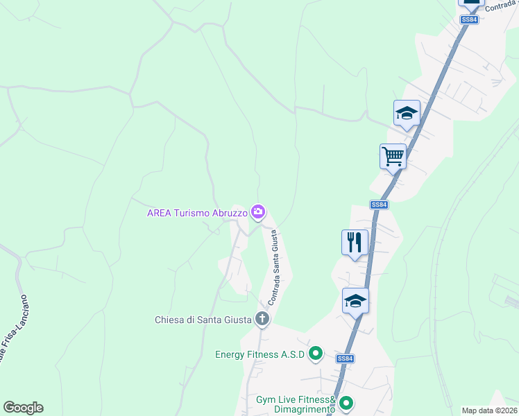 map of restaurants, bars, coffee shops, grocery stores, and more near 258 Contrada Santa Giusta in Lanciano