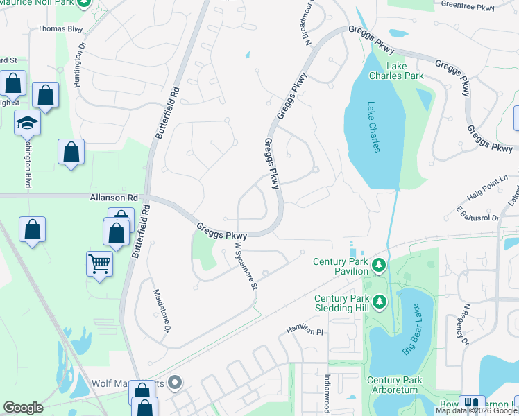 map of restaurants, bars, coffee shops, grocery stores, and more near 248 Camargo Court in Vernon Hills