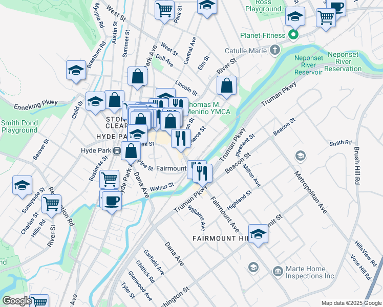 map of restaurants, bars, coffee shops, grocery stores, and more near 11 2nd New Way in Boston