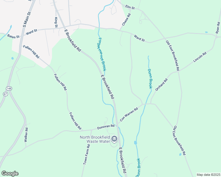 map of restaurants, bars, coffee shops, grocery stores, and more near 28 East Brookfield Road in North Brookfield
