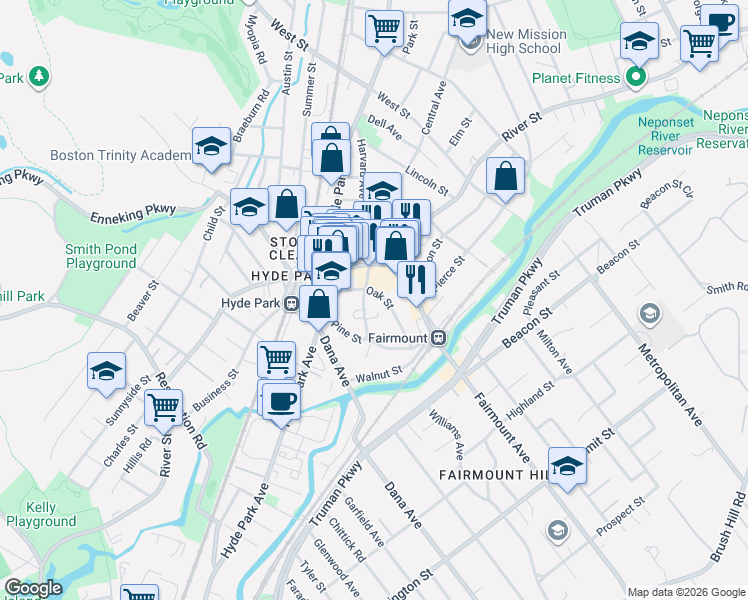 map of restaurants, bars, coffee shops, grocery stores, and more near 25 Maple Street in Boston