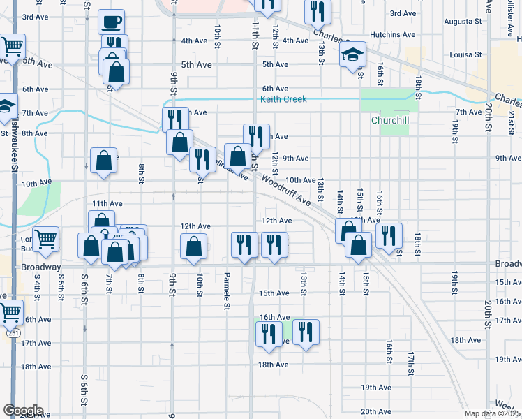 map of restaurants, bars, coffee shops, grocery stores, and more near 1220 11th Street in Rockford