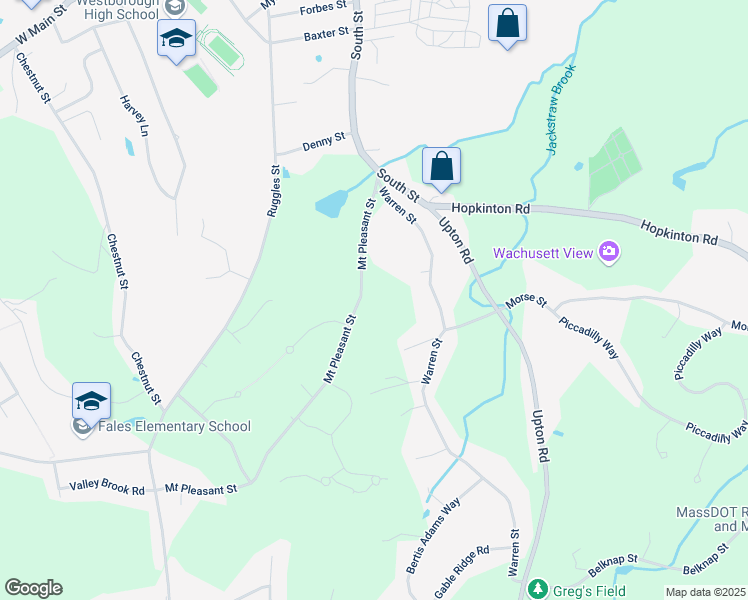 map of restaurants, bars, coffee shops, grocery stores, and more near 26 Mount Pleasant Street in Westborough