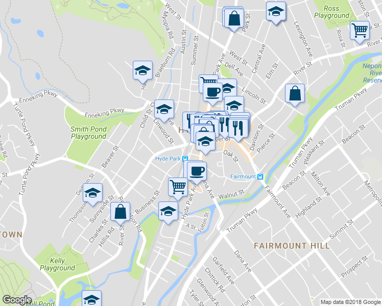 map of restaurants, bars, coffee shops, grocery stores, and more near 99 Pingree Street in Boston
