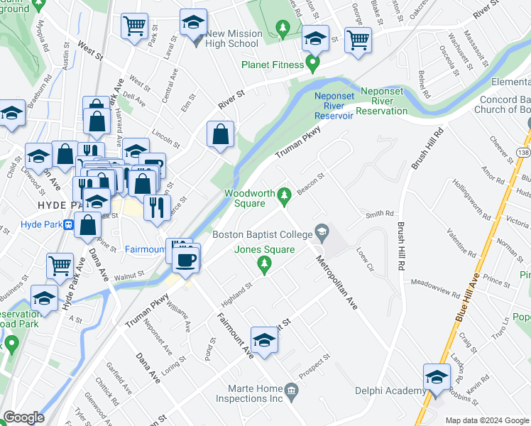 map of restaurants, bars, coffee shops, grocery stores, and more near 90 Beacon Street in Boston