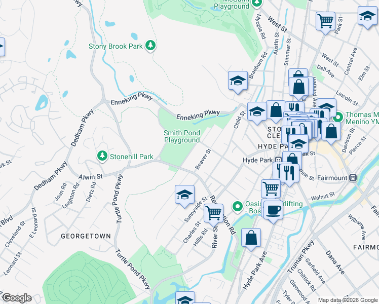 map of restaurants, bars, coffee shops, grocery stores, and more near 15 Brainard Street in Boston