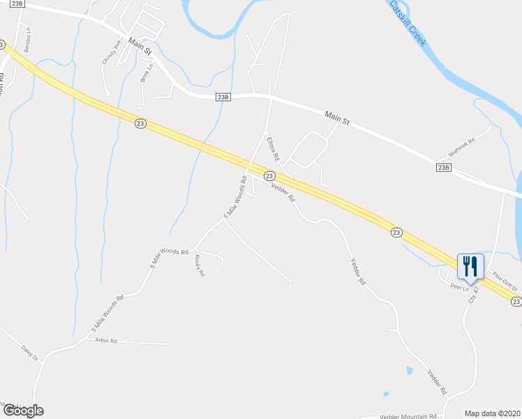 map of restaurants, bars, coffee shops, grocery stores, and more near 8 Vedder Road in Catskill