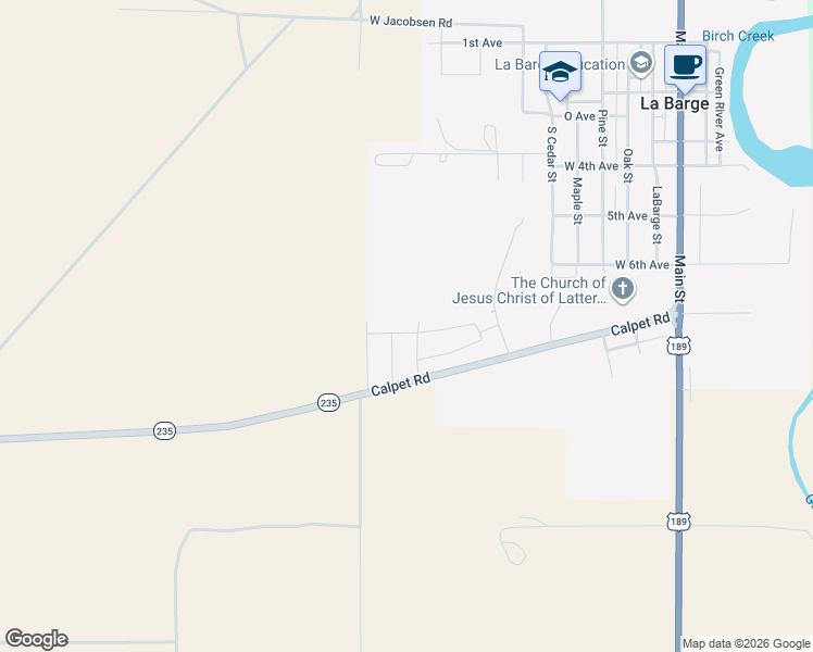 map of restaurants, bars, coffee shops, grocery stores, and more near 1101-1195 West 8th Avenue in La Barge