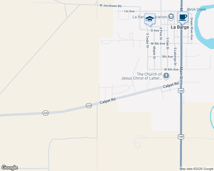 map of restaurants, bars, coffee shops, grocery stores, and more near 1144 West 8th Avenue in La Barge