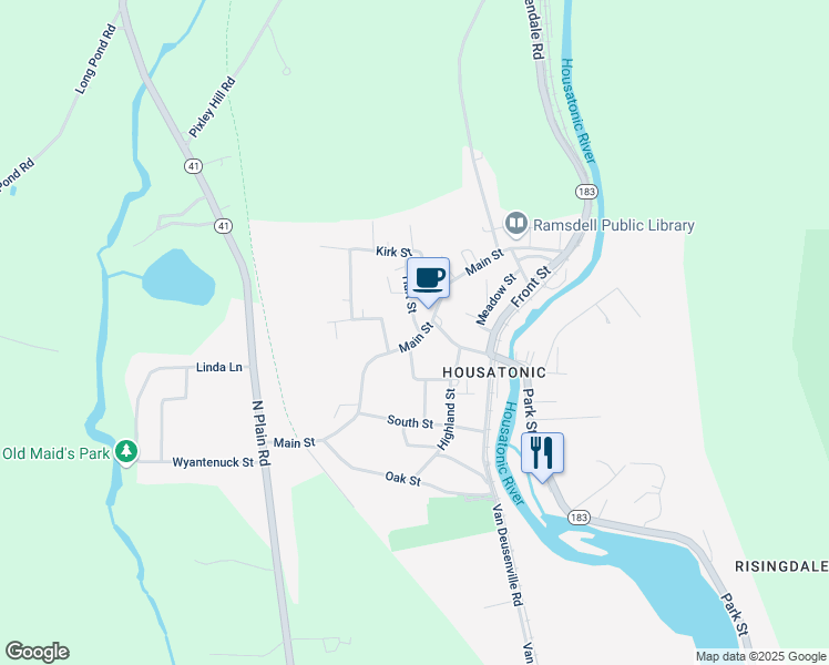 map of restaurants, bars, coffee shops, grocery stores, and more near 1053 Main Street in Great Barrington