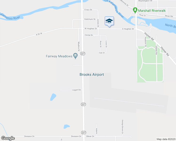 map of restaurants, bars, coffee shops, grocery stores, and more near 1231 South Kalamazoo Avenue in Marshall