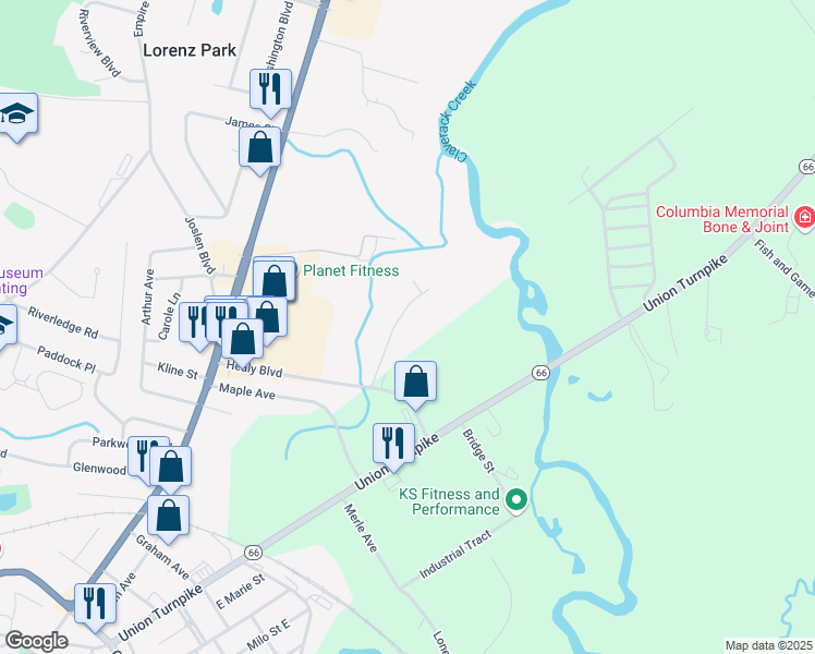 map of restaurants, bars, coffee shops, grocery stores, and more near 700 Town Hall Drive in Hudson
