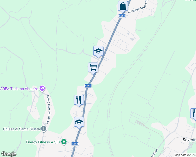 map of restaurants, bars, coffee shops, grocery stores, and more near 87 Contrada Torre Sansone in Lanciano