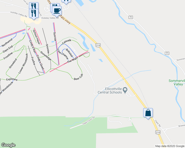 map of restaurants, bars, coffee shops, grocery stores, and more near 103 Snowpine Village in Great Valley