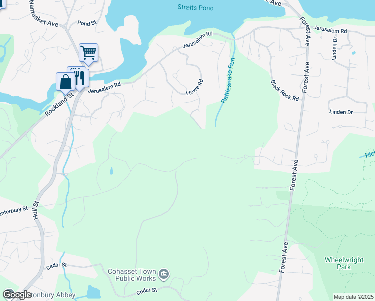 map of restaurants, bars, coffee shops, grocery stores, and more near 188 Lamberts Lane in Cohasset
