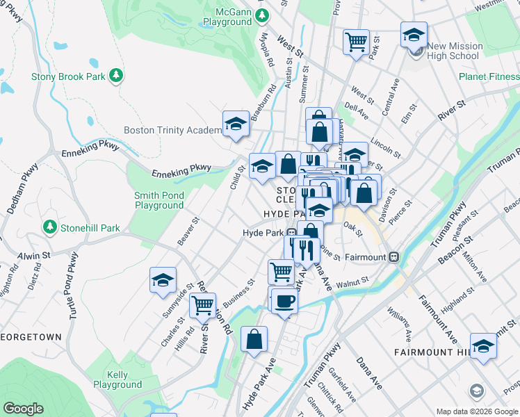 map of restaurants, bars, coffee shops, grocery stores, and more near 40 Gordon Avenue in Boston