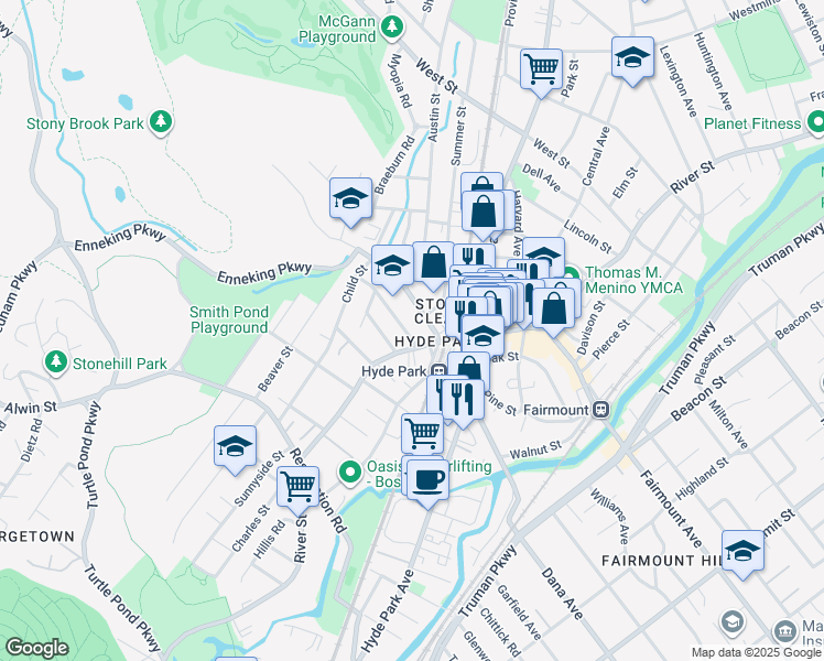 map of restaurants, bars, coffee shops, grocery stores, and more near 11 Linwood Street in Boston