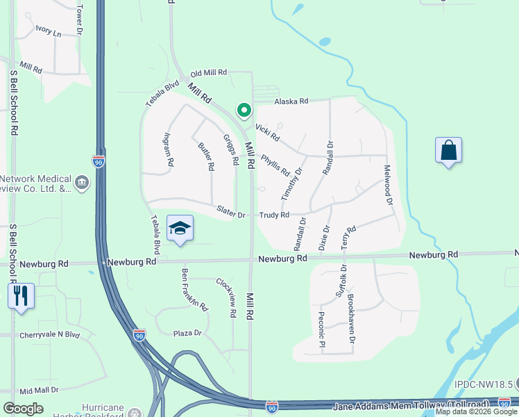 map of restaurants, bars, coffee shops, grocery stores, and more near 8334 Alan Court in Rockford