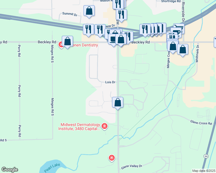 map of restaurants, bars, coffee shops, grocery stores, and more near 191 Lois Drive in Battle Creek