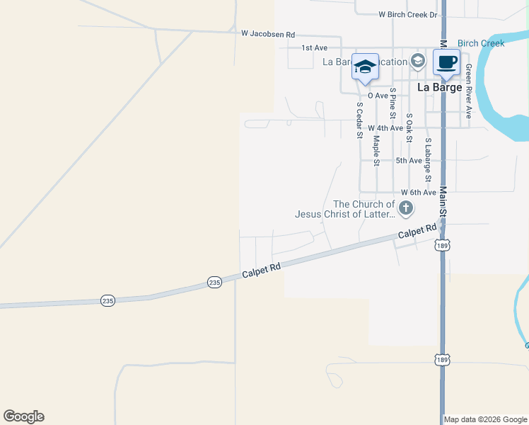 map of restaurants, bars, coffee shops, grocery stores, and more near 1144 West 8th Avenue in La Barge