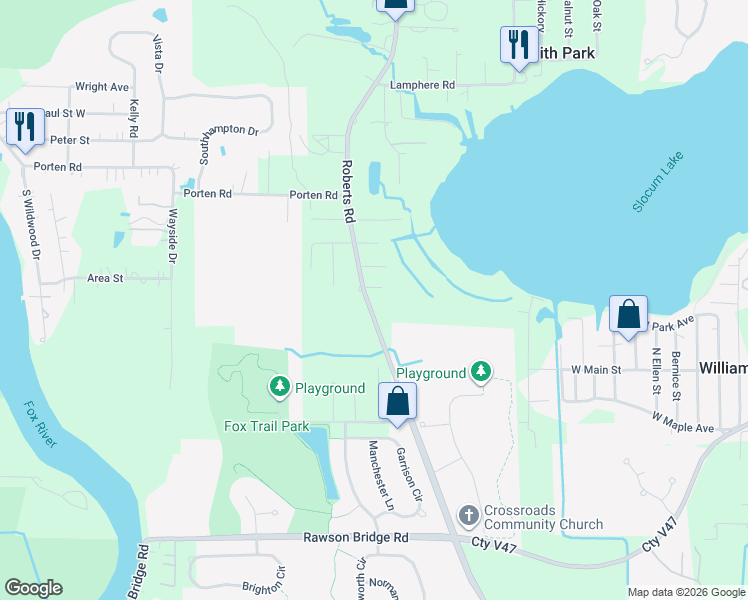 map of restaurants, bars, coffee shops, grocery stores, and more near 5016 West Roberts Road in McHenry