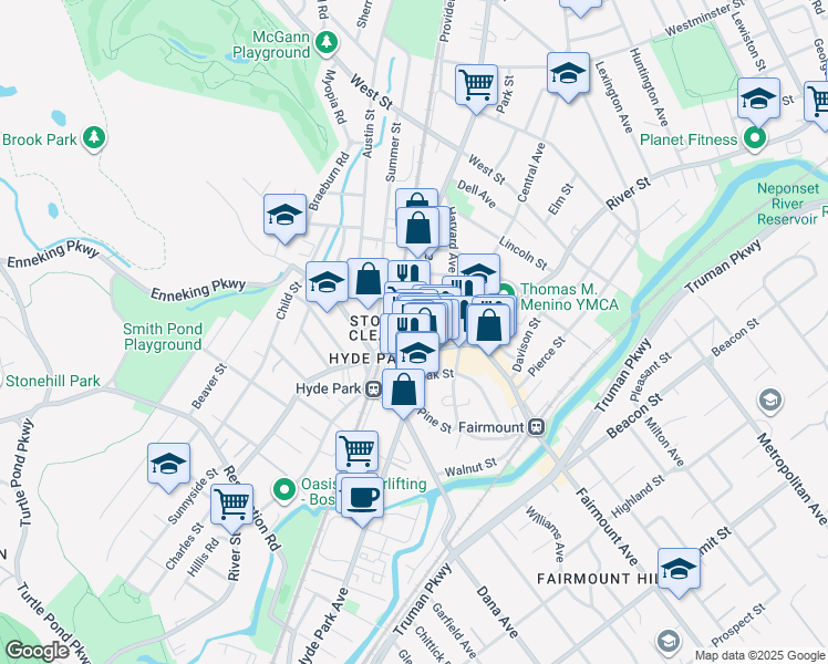 map of restaurants, bars, coffee shops, grocery stores, and more near in Boston