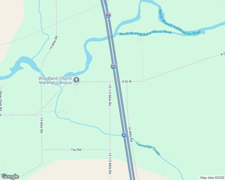 map of restaurants, bars, coffee shops, grocery stores, and more near 12603 15 1/2 Mile Road in Marshall