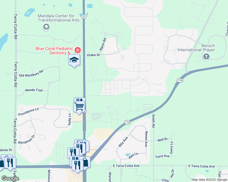 map of restaurants, bars, coffee shops, grocery stores, and more near 566 Cimmaron Circle in Crystal Lake