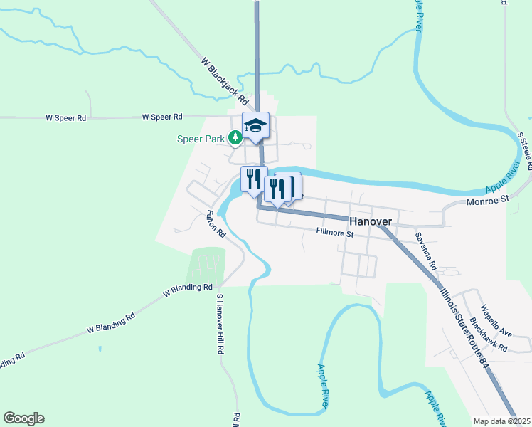 map of restaurants, bars, coffee shops, grocery stores, and more near 104 Jefferson Street in Hanover