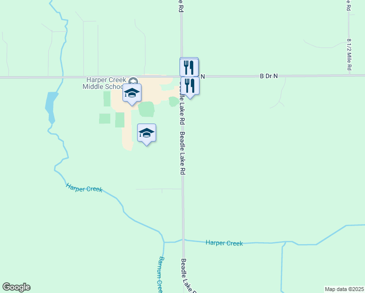 map of restaurants, bars, coffee shops, grocery stores, and more near 12677 Beadle Lake Road in Battle Creek