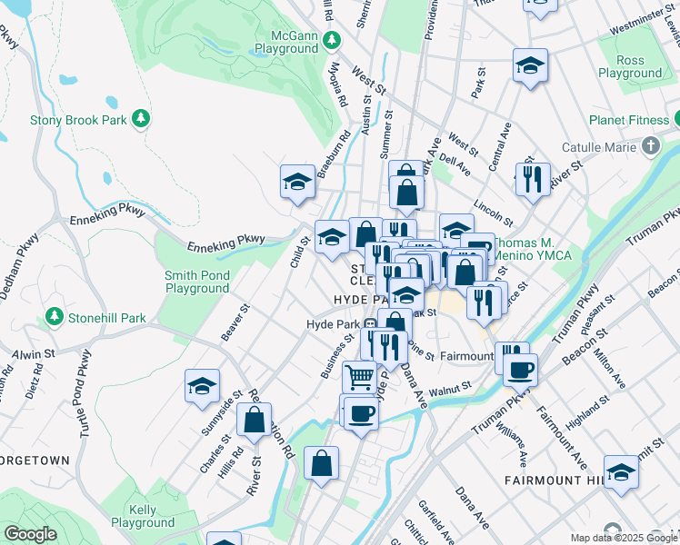 map of restaurants, bars, coffee shops, grocery stores, and more near 40 Gordon Avenue in Boston