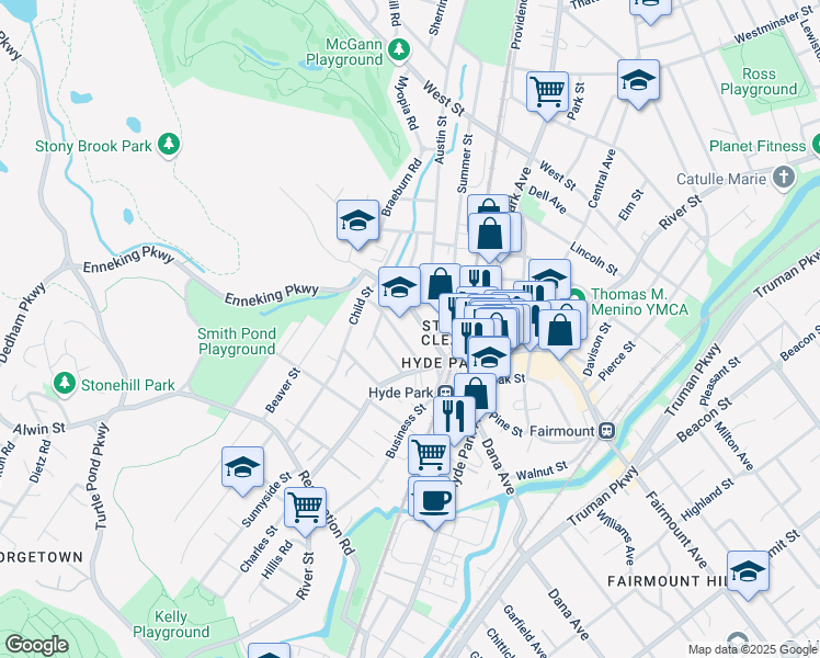 map of restaurants, bars, coffee shops, grocery stores, and more near 40 Gordon Avenue in Boston