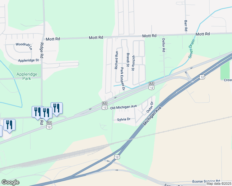 map of restaurants, bars, coffee shops, grocery stores, and more near 51360 Michigan Avenue in Belleville