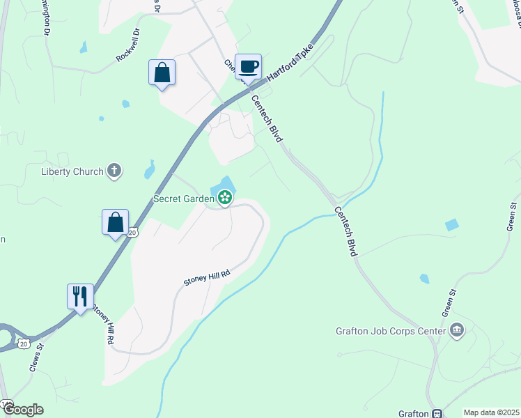 map of restaurants, bars, coffee shops, grocery stores, and more near 27 Stoney Hill Road in Shrewsbury