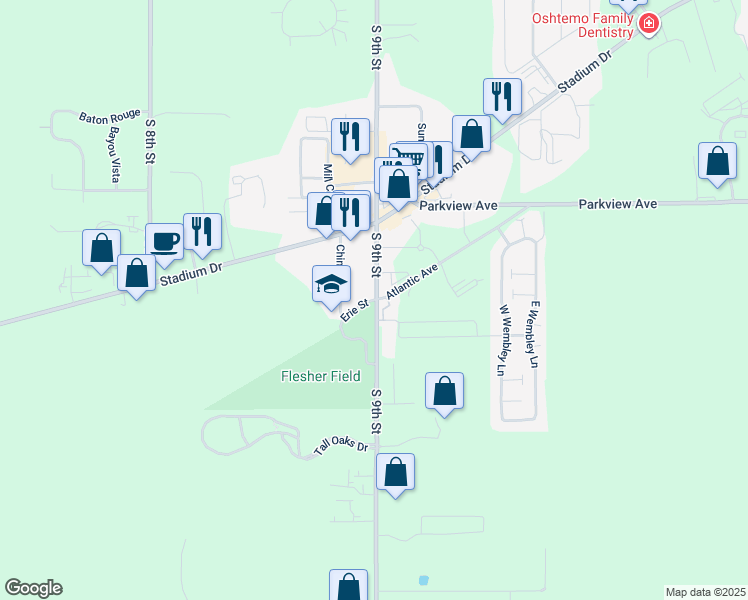 map of restaurants, bars, coffee shops, grocery stores, and more near 6463 Atlantic Avenue in Kalamazoo