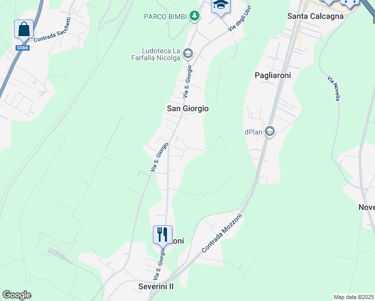 map of restaurants, bars, coffee shops, grocery stores, and more near 93 Via San Giorgio in Provincia di Chieti