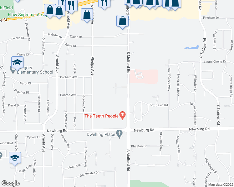 map of restaurants, bars, coffee shops, grocery stores, and more near 1350 Willow Grove Street in Rockford
