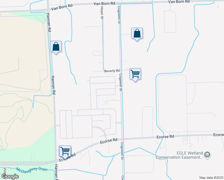 map of restaurants, bars, coffee shops, grocery stores, and more near 38600-38998 Rio Grande Drive in Romulus