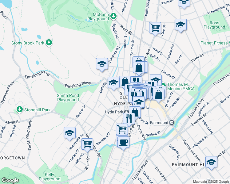map of restaurants, bars, coffee shops, grocery stores, and more near 40 Gordon Avenue in Boston