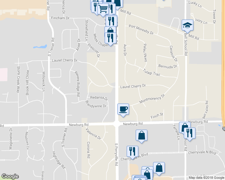 map of restaurants, bars, coffee shops, grocery stores, and more near 6999 Laurel Cherry Drive in Rockford