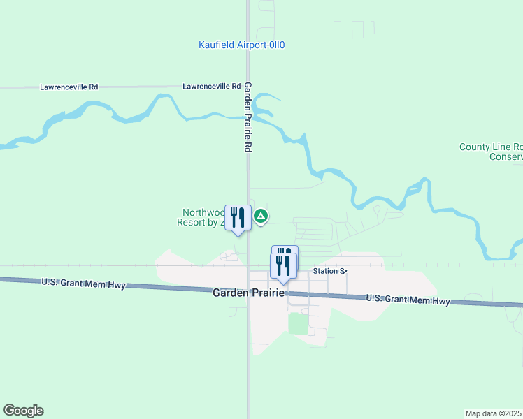 map of restaurants, bars, coffee shops, grocery stores, and more near 7133 Garden Prairie Road in Garden Prairie