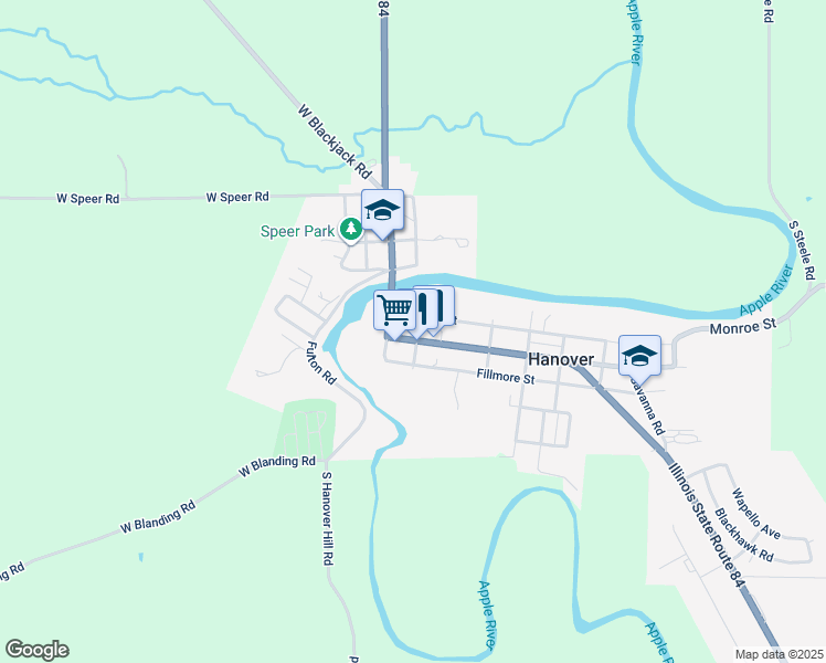 map of restaurants, bars, coffee shops, grocery stores, and more near 104 Jefferson Street in Hanover