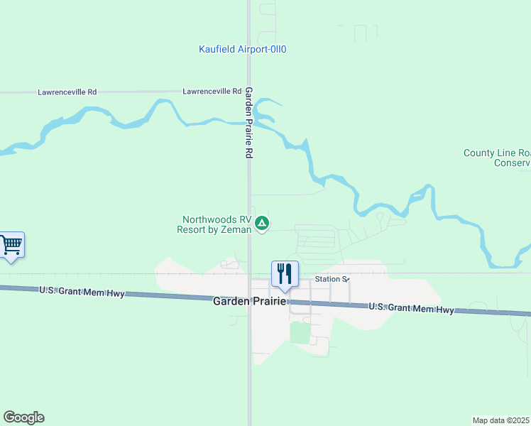 map of restaurants, bars, coffee shops, grocery stores, and more near 7133 Garden Prairie Road in Garden Prairie