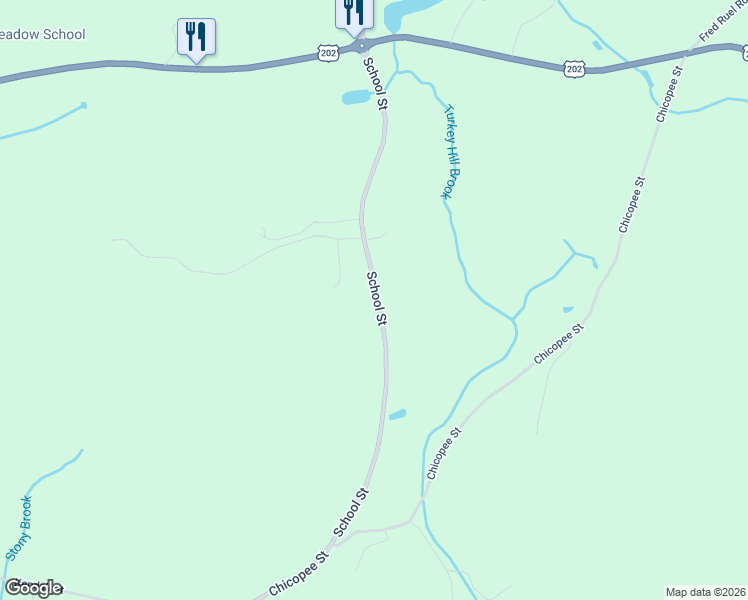 map of restaurants, bars, coffee shops, grocery stores, and more near 148 School Street in Granby