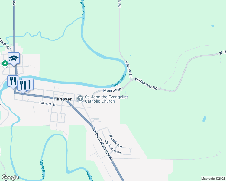 map of restaurants, bars, coffee shops, grocery stores, and more near 800 Monroe Street in Hanover